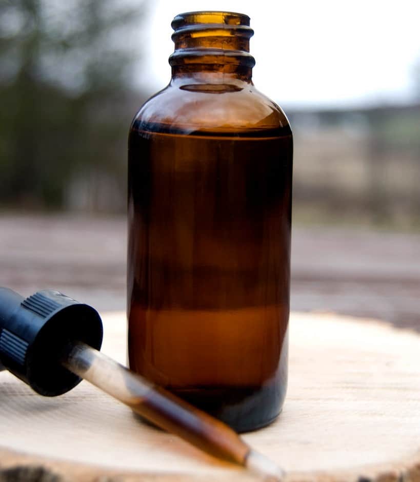cbd oil bottle and dopper